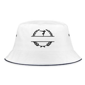 Gymnast in laurel wreath monogram - Bucket Hat - white/navy - Front