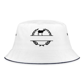 Ziegenkäse Monogramm Lorbeerkranz - Bucket Hat - Weiß/Navy - Vorne