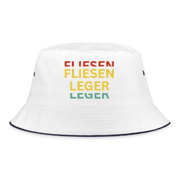 Motivierende Wortspiel-Kunst auf Textilien - Bucket Hat - Weiß/Navy - Vorne
