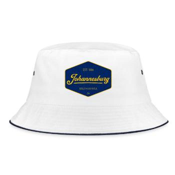 Johannesburg Vintage Sign Blue Yellow - Bucket Hat - white/navy - Front