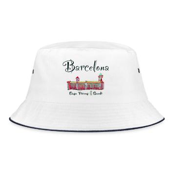 Barcelona, A. Gaudí, Casa Vicens, Spain - Bucket Hat - white/navy - Front