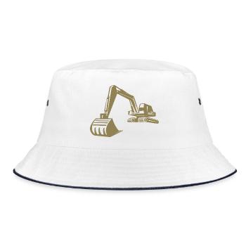 Excavator Silhouette, Precise Design for Construction Equipment - Bucket Hat - white/navy - Front