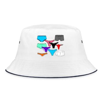 Lingerie logo with briefs and underpants - Bucket Hat - white/navy - Front