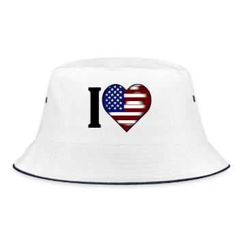 I ♥️ USA | I love the United States - Bucket Hat - white/navy - Front