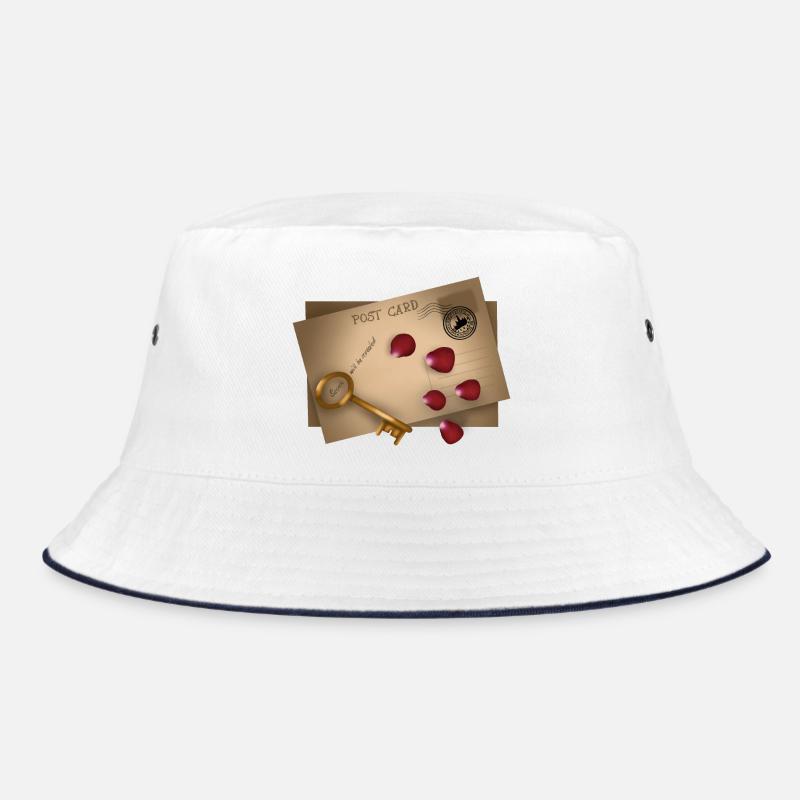 Post Card: Secrets will be released - Bucket Hat - white/navy