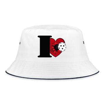 Floorball , Unihockey , I Love Floorball - Bucket Hat - Weiß/Navy - Vorne