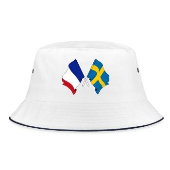Flagge von Frankreich und Flagge Schweden - Bucket Hat - Weiß/Navy - Vorne
