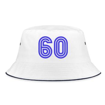 60. 60 JAHRE. 60-JÄHRIGES JUBILÄUM. 60. GEBURTSTAG. - Bucket Hat - Weiß/Navy - Vorne