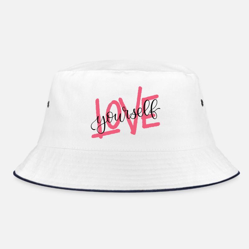 LOVE yourself - Bucket Hat - Weiß/Navy