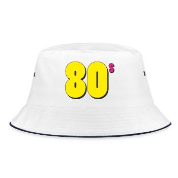 80s BIG - Bucket Hat - Weiß/Navy - Vorne