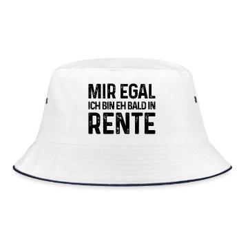 Mir egal Ich bin eh bald in Rente  - Bucket Hat - Weiß/Navy - Vorne