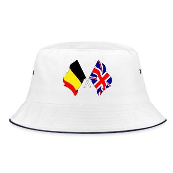 Flagge von Belgien, Flagge von England - Bucket Hat - Weiß/Navy - Vorne