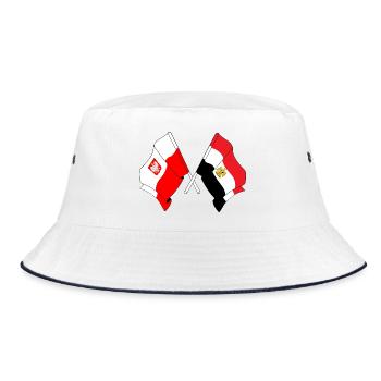 Flagge Polen, Flagge Ägypten - Bucket Hat - Weiß/Navy - Vorne