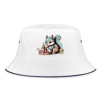 Cute cartoon squirrel in sandbox - Bucket Hat - white/navy - Front