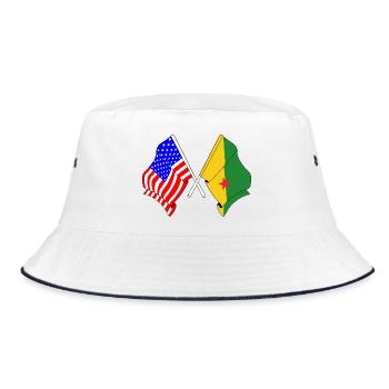 Flagge USA und Flagge Französisch-Guayana - Bucket Hat - Weiß/Navy - Vorne