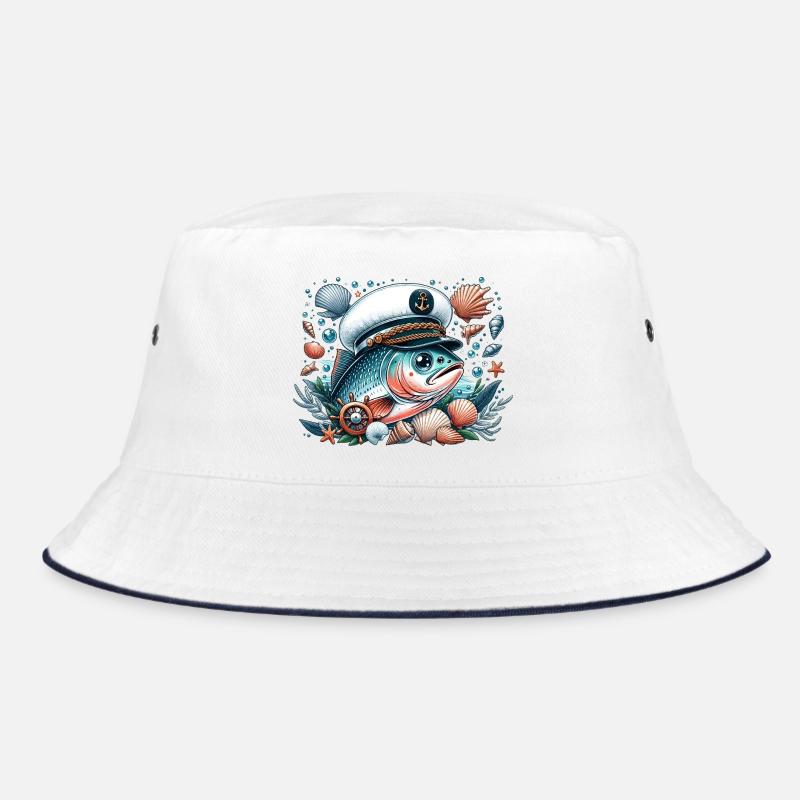 Captain Salmon - Bucket Hat - white/navy