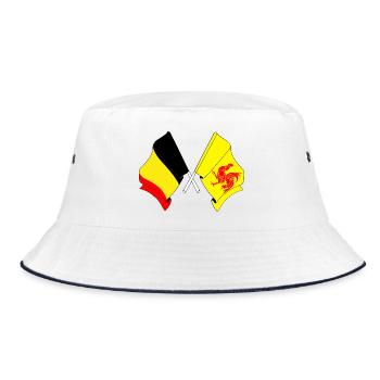 Drapeau de la Belgique, drapeau de la Wallonie croisé - Bob - blanc/marine - Devant