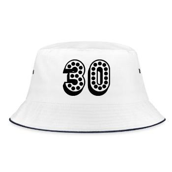 30. 30 YEARS. 30th BIRTHDAY. 30TH ANNIVERSARY. - Bucket Hat - white/navy - Front