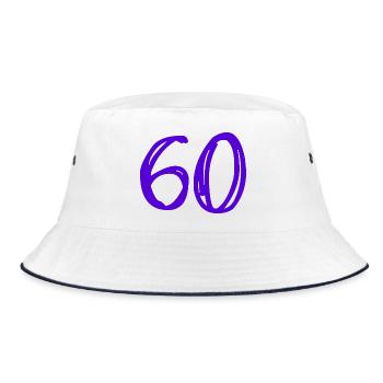60. 60 JAHRE. 60-JÄHRIGES JUBILÄUM. 60. GEBURTSTAG. - Bucket Hat - Weiß/Navy - Vorne