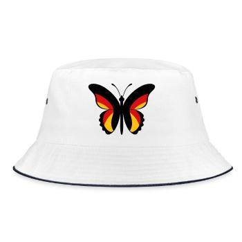 GER Schmetterling - Bucket Hat - Weiß/Navy - Vorne