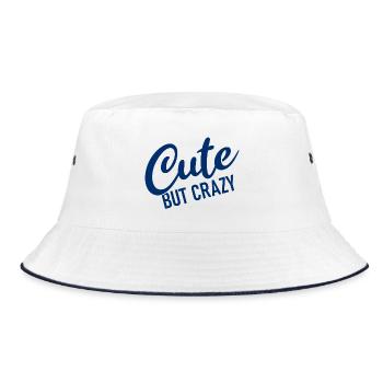 Cute but crazy - Cool Quote - Sweet but crazy - Bucket Hat - white/navy - Front