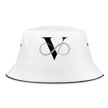 Unendlicher Buchstabe V - Bucket Hat - Weiß/Navy - Vorne