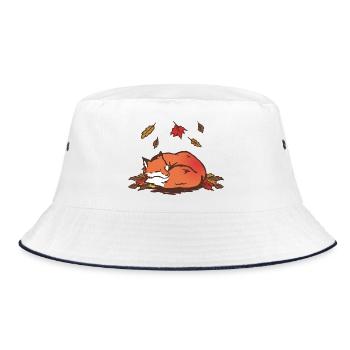 Tranquil Autumn Fox Illustration - Bucket Hat - white/navy - Front