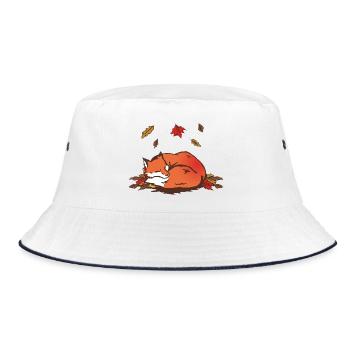 Schlafender Roter Fuchs im Herbst - Bucket Hat - Weiß/Navy - Vorne