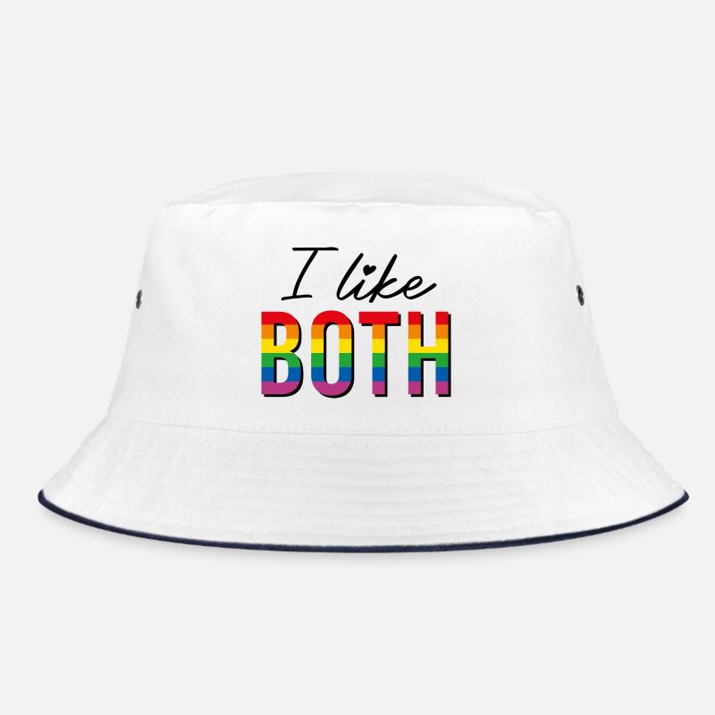 LGBTQIA+ I like both Regenbogen Flagge bisexual - Bucket Hat - Weiß/Navy