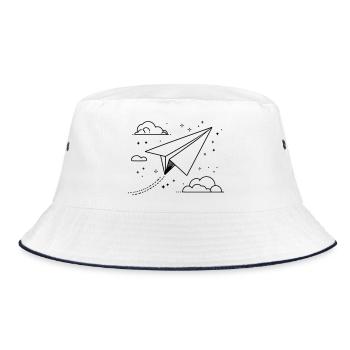 Paper Airplane Drawing - Bucket Hat - white/navy - Front