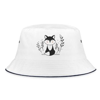 Smiling Fox – Minimalist Illustration - Bucket Hat - white/navy - Front