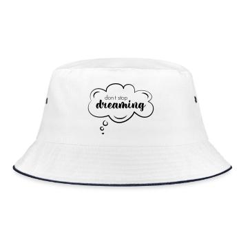 Word cloud with good thoughts "don't stop dreaming" - Bucket Hat - white/navy - Front