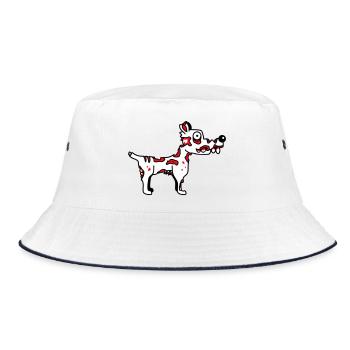 Hund Zombie Untot Halloween Horror Leiche Grusel - Bucket Hat - Weiß/Navy - Vorne