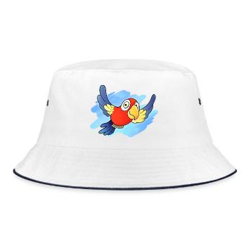 Papagei (Himmel) - Bucket Hat - Weiß/Navy - Vorne
