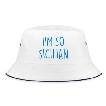 JE SUIS TELLEMENT SICILIEN Sicile - Bob - blanc/marine - Devant