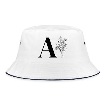Minimalist Flower Bag - Bucket Hat - white/navy - Front