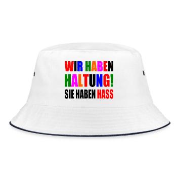 wir haben haltung sie haben hass - Bucket Hat - Weiß/Navy - Vorne