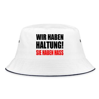 wir haben haltung sie haben hass - Bucket Hat - Weiß/Navy - Vorne