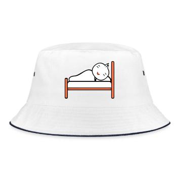 Bird Sleeps Bed Tired Night Recover Blanket Lazy - Bucket Hat - white/navy - Front