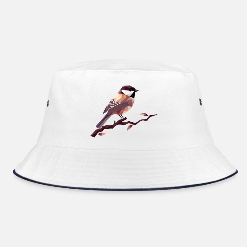 Geometrischer Singvogel – Elegante Polygonkunst Bucket Hat