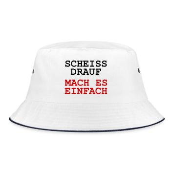 Scheiss drauf - Mach es einfach - Bucket Hat - Weiß/Navy - Vorne