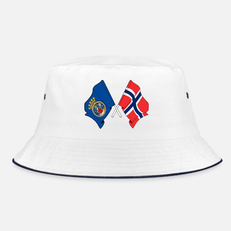 Deux drapeaux d’Oslo croisés et drapeau de la Norvège Bob