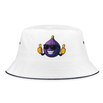 Coole süße Feige Cartoon Sommerfrüchte Freude - Bucket Hat - Weiß/Navy - Vorne