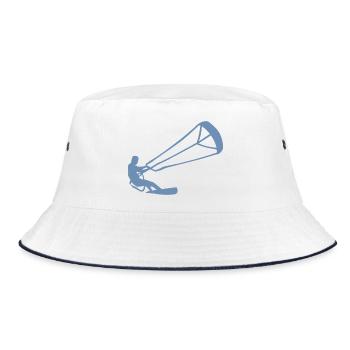 Kitesurfer Silhouette Kiteboarding Adrenalin Sport - Bucket Hat - Weiß/Navy - Vorne