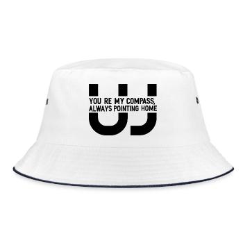 Himmlisches Mond- und Sternmuster - Bucket Hat - Weiß/Navy - Vorne