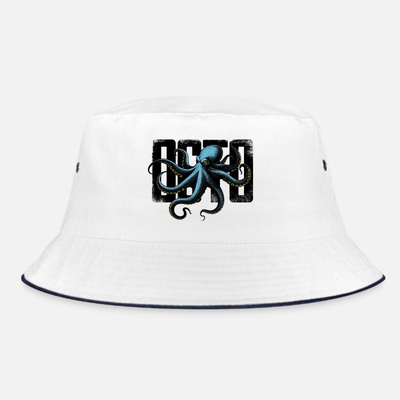 Stilisierter Oktopus - Bucket Hat - Weiß/Navy