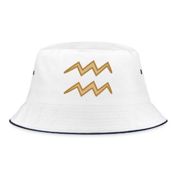 Aquarius Zodiac Symbol Two Tone Golden - Bucket Hat - white/navy - Front