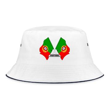 Crossed Portuguese flags with text - Bucket Hat - white/navy - Front