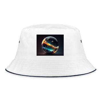 Galaktische Universumskugel - Bucket Hat - Weiß/Navy - Vorne