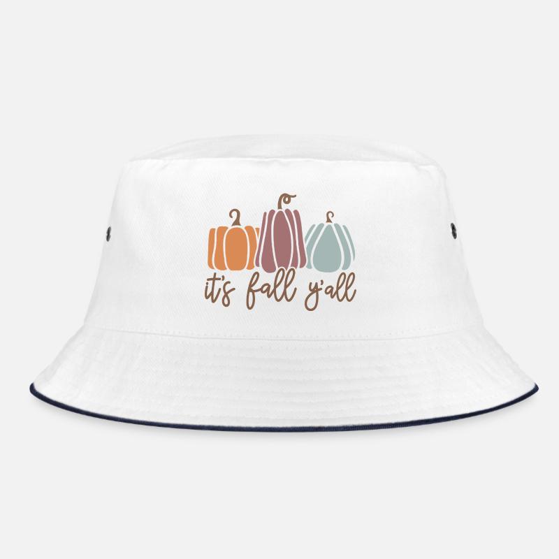 Pastel pumpkins with autumn text Organic design Bucket Hat